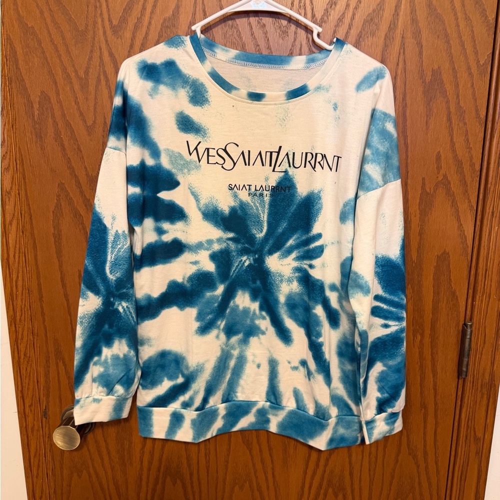 SHEIN Blue Tie-Dye Sweater
